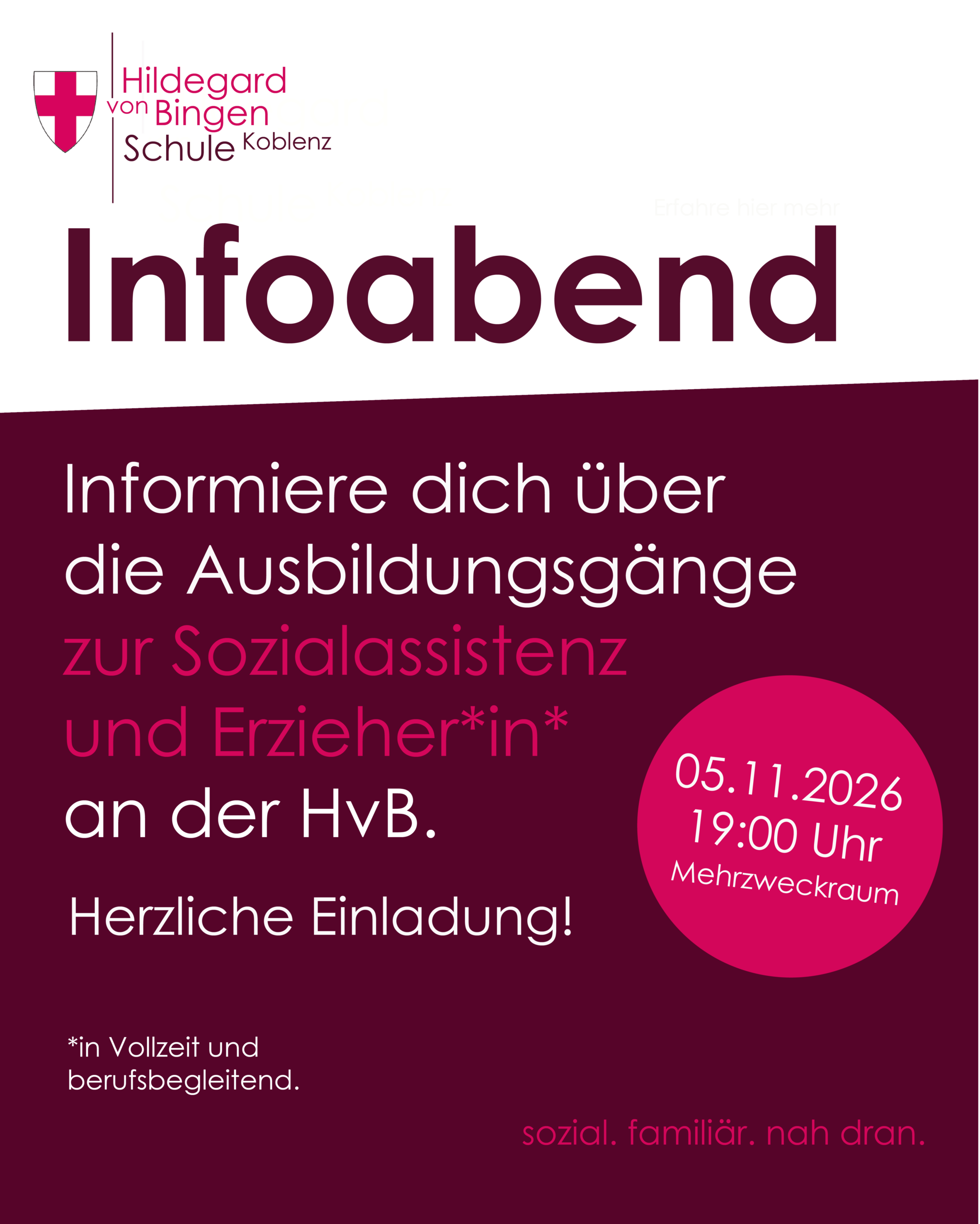 Infoabend über die Ausbildungsgänge Sozialassistenz und Erzieher-in Infoabend über die Ausbildungsgänge Sozialassistenz und Erzieher-in